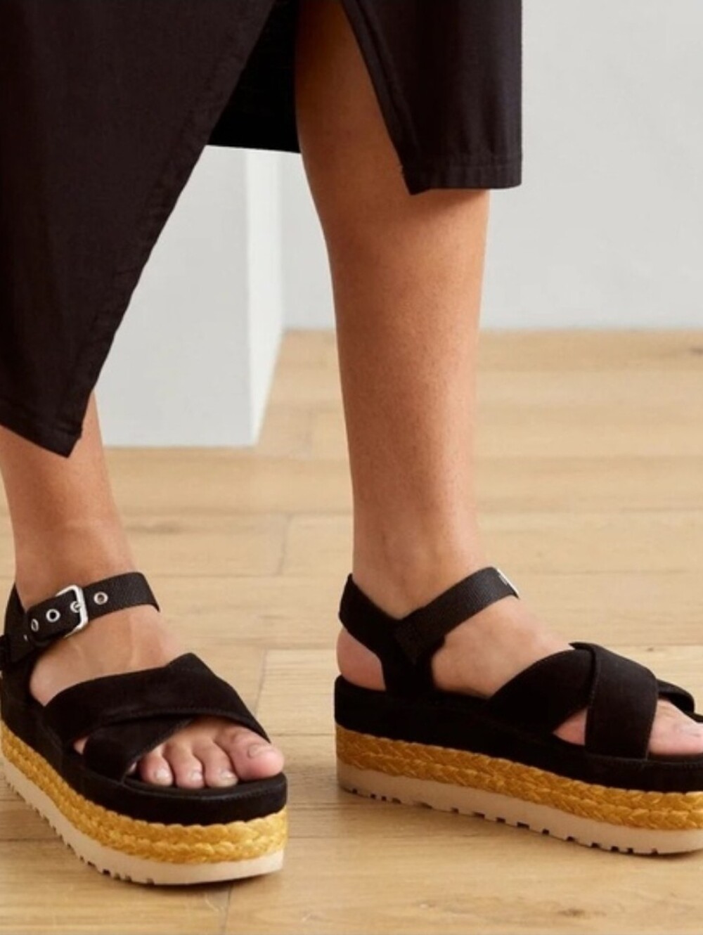 UGG Aubrey Ankle Strap Platform Sandals Raffia Women's Size 11